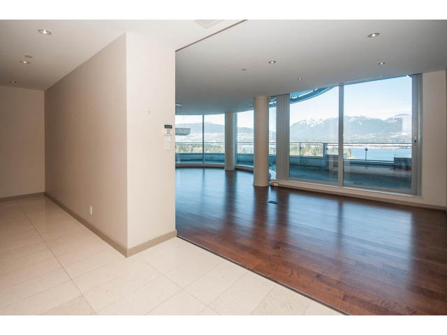 Bright living room with hardwood floors and city view. - 2200 - 1169 W Cordova St, Vancouver Downtown