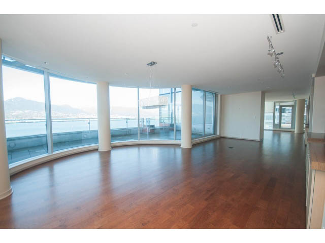 Bright living room with hardwood floors and city view. - 2200 - 1169 W Cordova St, Vancouver Downtown