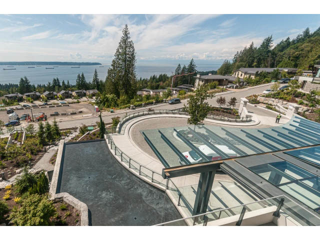 Bright living room with glass walkway and stunning ocean view. - Suite # Withheld - 2958  Burfield Place, West Vancouver