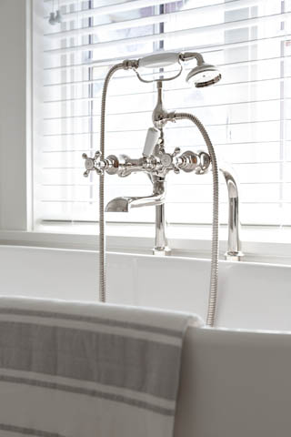 Bathroom with freestanding tub, chrome fixtures, and window blinds. - 201 - 1785 W 16th Avenue, Vancouver West Side