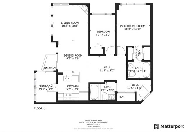 Spacious 2-bedroom condo with open-concept layout, modern kitchen, and large primary bedroom. - 2607 - 939 Homer St, Vancouver Downtown
