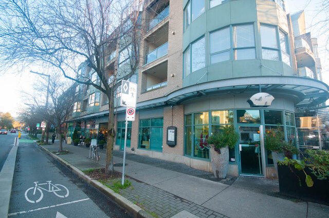 Furnished 2-bedroom condo with modern glass facade and bike parking. - 308 - 1688 Cypress Street, Vancouver West Side