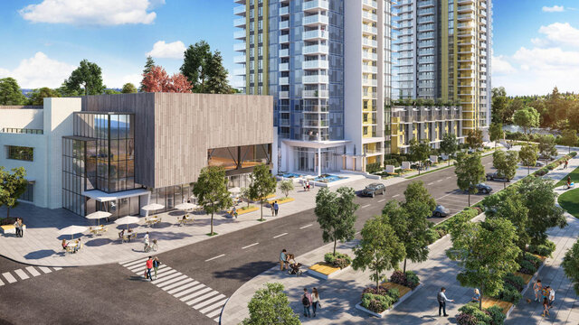 Spacious 1-bedroom + den condo with modern furnishings and a city view. - 1105 - 1401 Hunter Street, North Vancouver