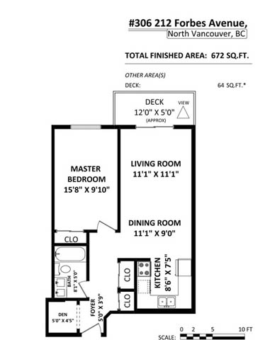 Furnished 1-bedroom condo with open-concept layout, kitchen with granite countertops, hardwood floors, and a deck with...
