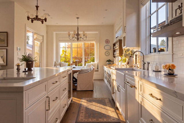 A bright, spacious kitchen with large windows and a dining area. - 1248 Kings Avenue, West Vancouver